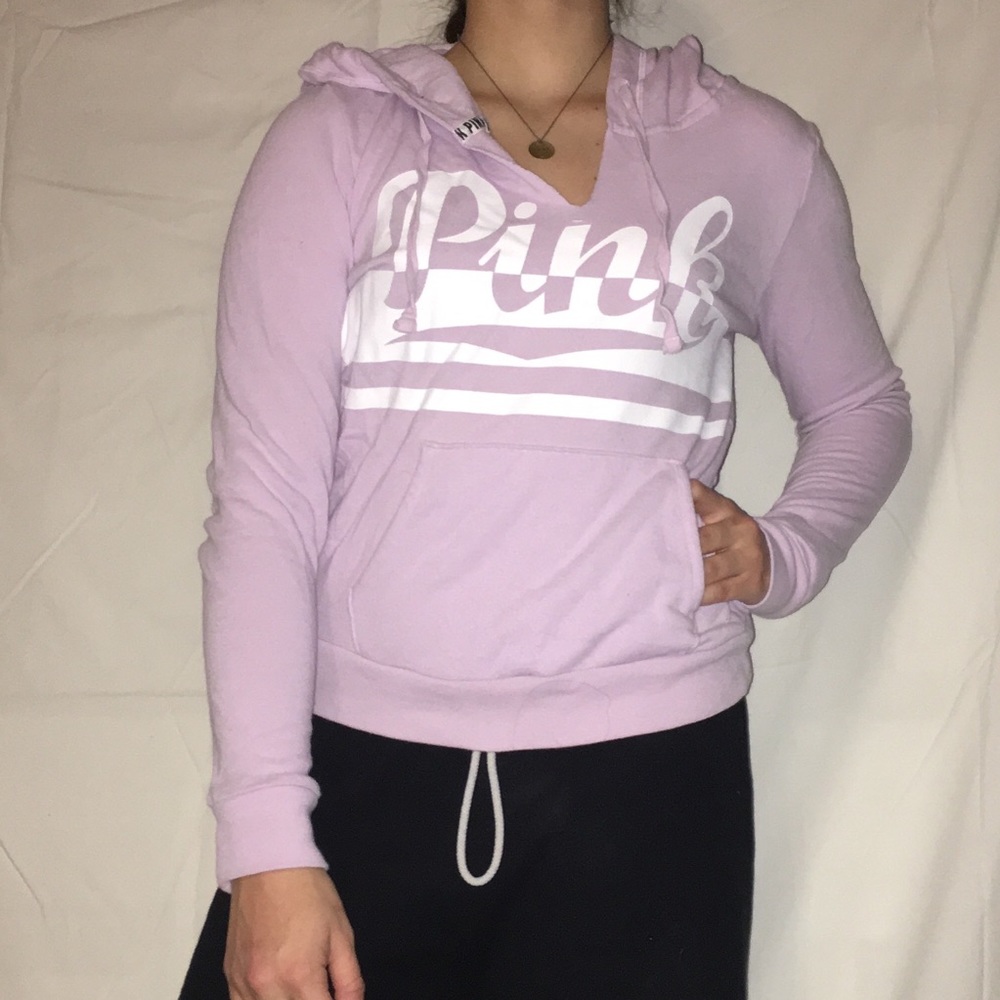 victorias secret pink v neck hoodie
